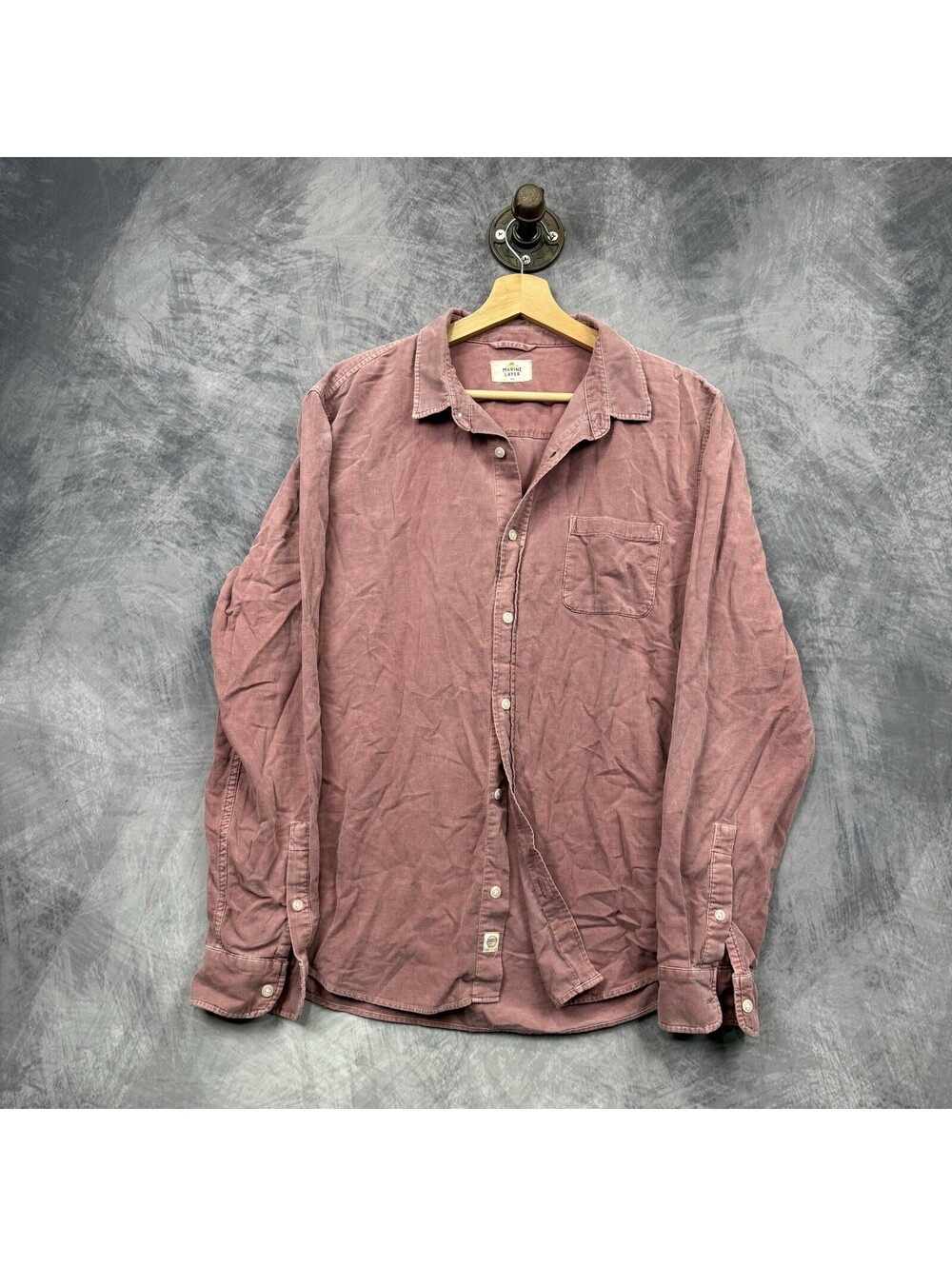 Marine Layer Shirt Mens M/L Pink Cotton Corduroy Long Sleeve Button Up Casual